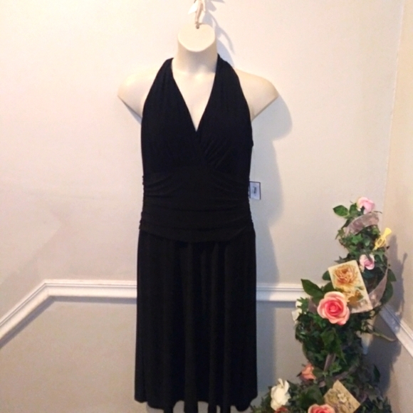 Nine West Dresses & Skirts - Nine West Sexy Black Knit V-Neck Racer Back Marilyn Monroe Style Cocktail Dress